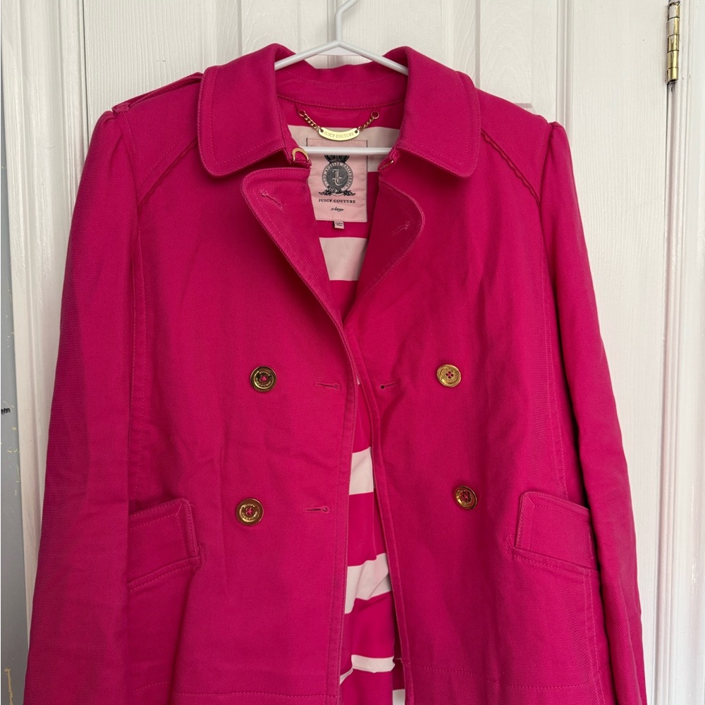 Juicy Couture Hot Pink Double-Breasted Pea Coat